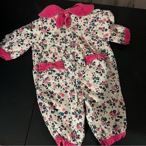 Jetset vintage Floral Kids One Piece with Pink Accents size 6M corduroy